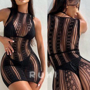 Sheer top, Fishnet Top, beach Cover Up Dress, Boho Fishnet CoverUp